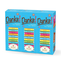 Heidel Thank You tavolette di cioccolato al latte 3x80g, 16 mini-barrette da 5g per confezione, Varie espressioni di gratitudine, Squisita idea regalo