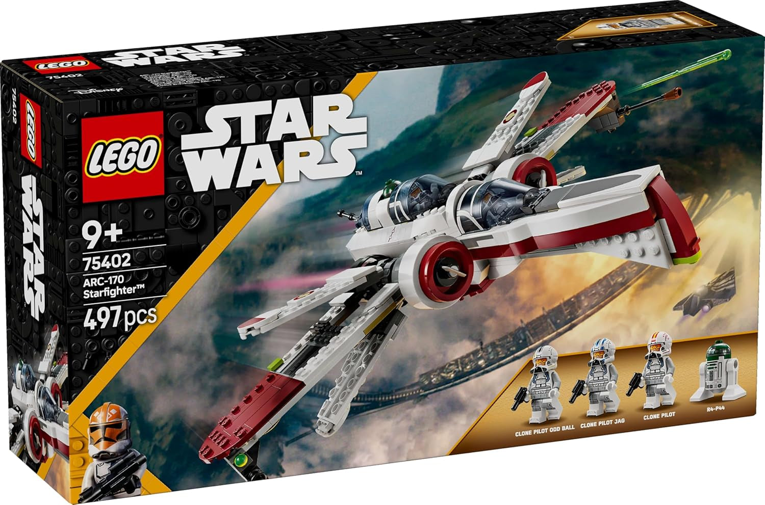 LEGO Star Wars 75402 ARC-170 Starfighter giocattolo con 4 minifigure, incluso il pilota clone e il droide R4-P44, oggetto da collezione, regalo per i fan della vendetta dei Sith e per ragazzi e ragazze dai 9 anni in su Set di costruzione Beuche den LEGO-Store
