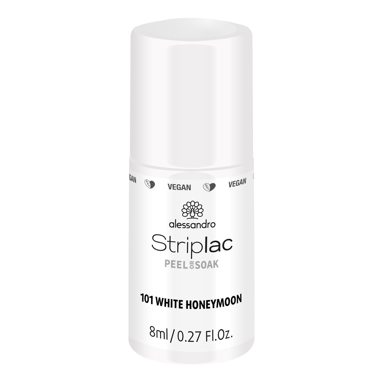 Smalto UV Alessandro Striplac White Honeymoon - Delicato e a lunga tenuta - Facile rimozione grazie alla tecnologia di rimozione - Vegan e cruelty-free - 8 ml