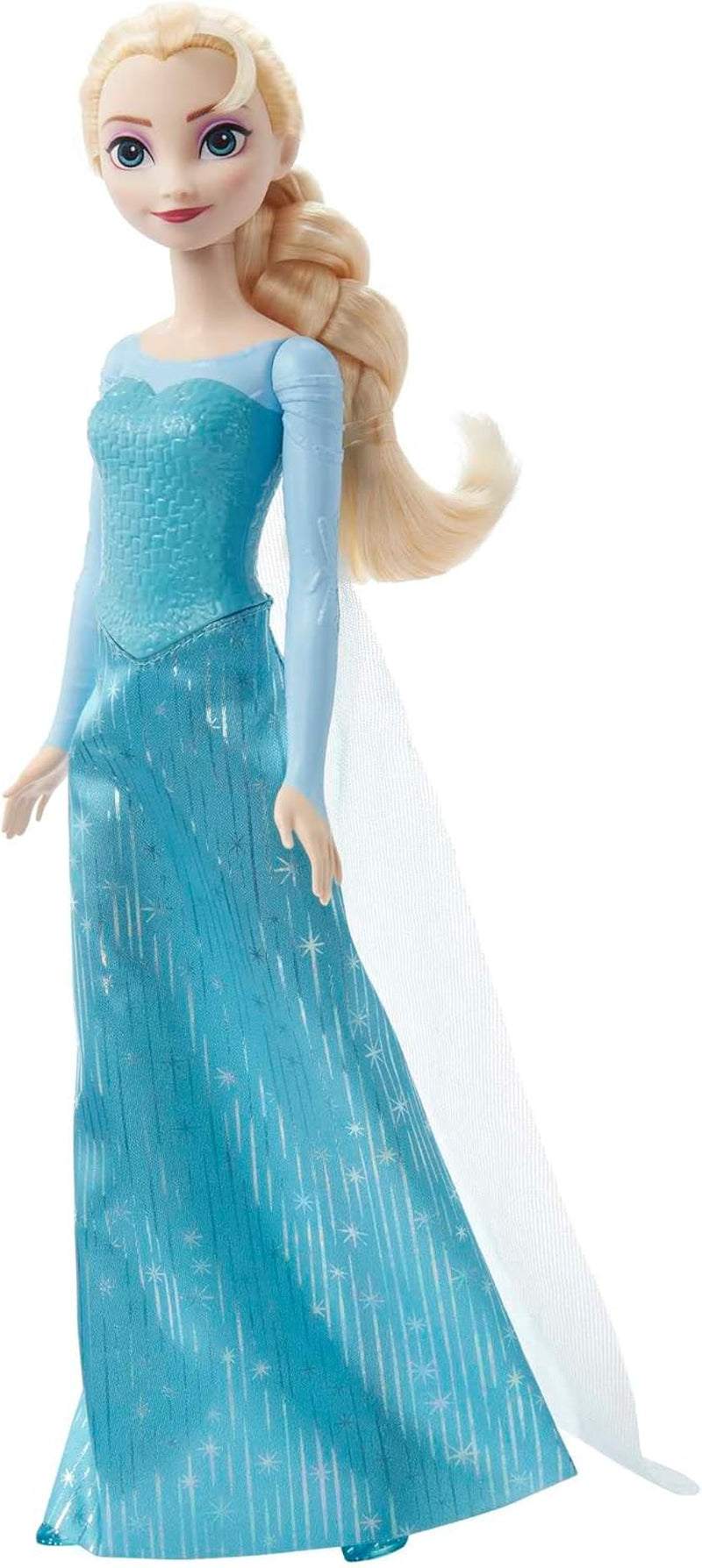 Păpușa Elsa Mattel Disney Frozen, păpușă Frozen, păr blond pieptănabil, poziționabilă, pantofi detașabili, cadouri Disney, jucărie pentru vârste de la 3 ani în sus, HLW47