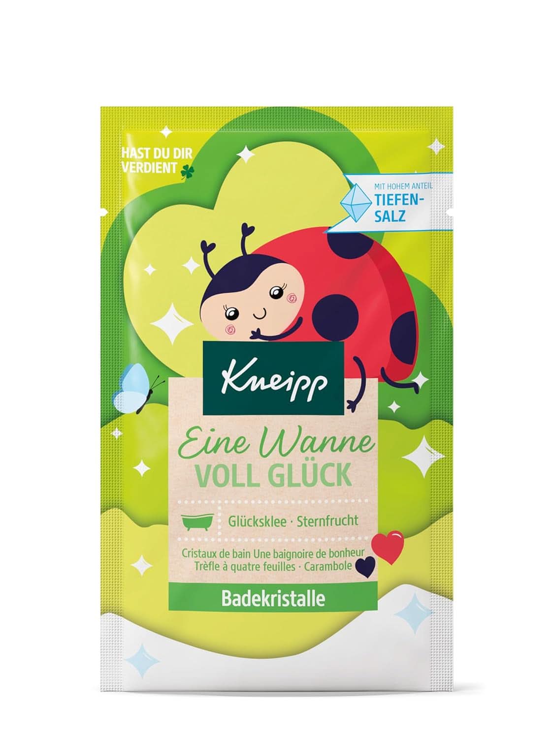 Kneipp, cristalli da bagno, con estratti naturali di carambola e trifoglio della fortuna, con un'elevata percentuale di sale Luisenhaller, 60 grammi Doccia e bagno Naty Shop