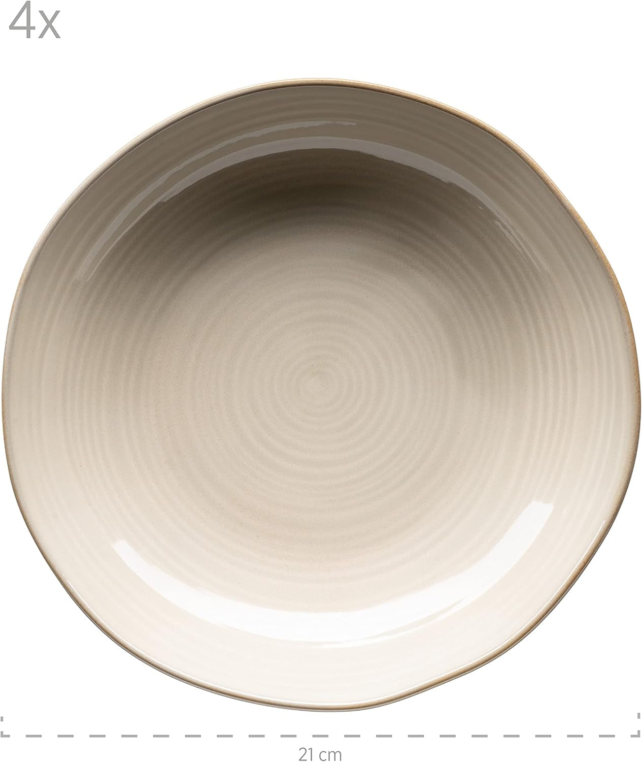 MÄSER 931371 Nottingham Vintage Series Set de veselă pentru 4 persoane, serviciu de cină cu 8 piese, farfurii de cină și farfurii de sumă, aspect retro rotund neregulat, gresie, bej