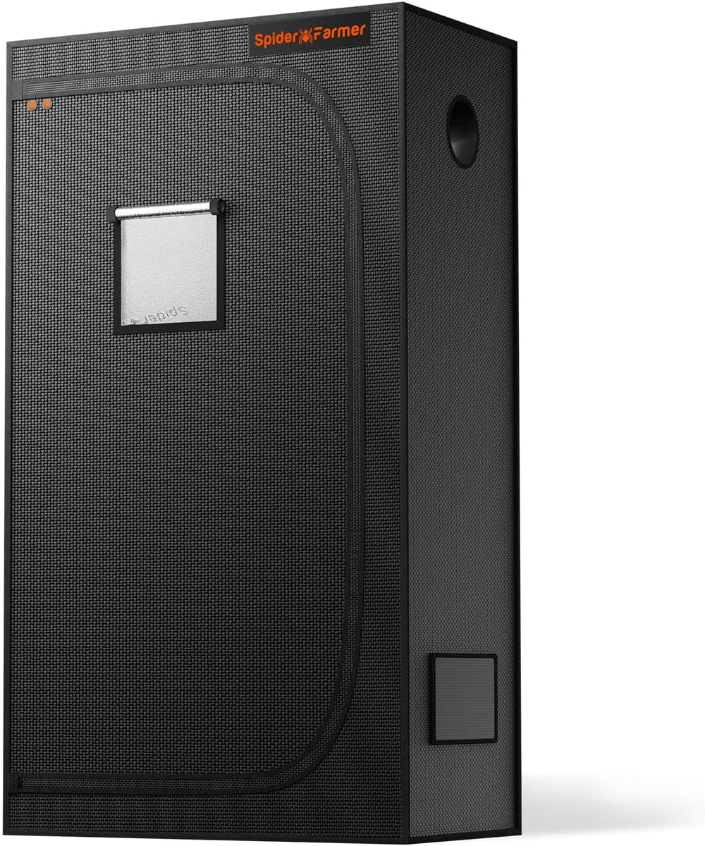Tenda da coltivazione Spider Farmer Pro 70x140x200 cm con porta scorrevole, finestra di osservazione, pannello pavimento rimovibile, tessuto Mylar 2000D, per coltura idroponica da interni con SF4000, G4500, SE4500