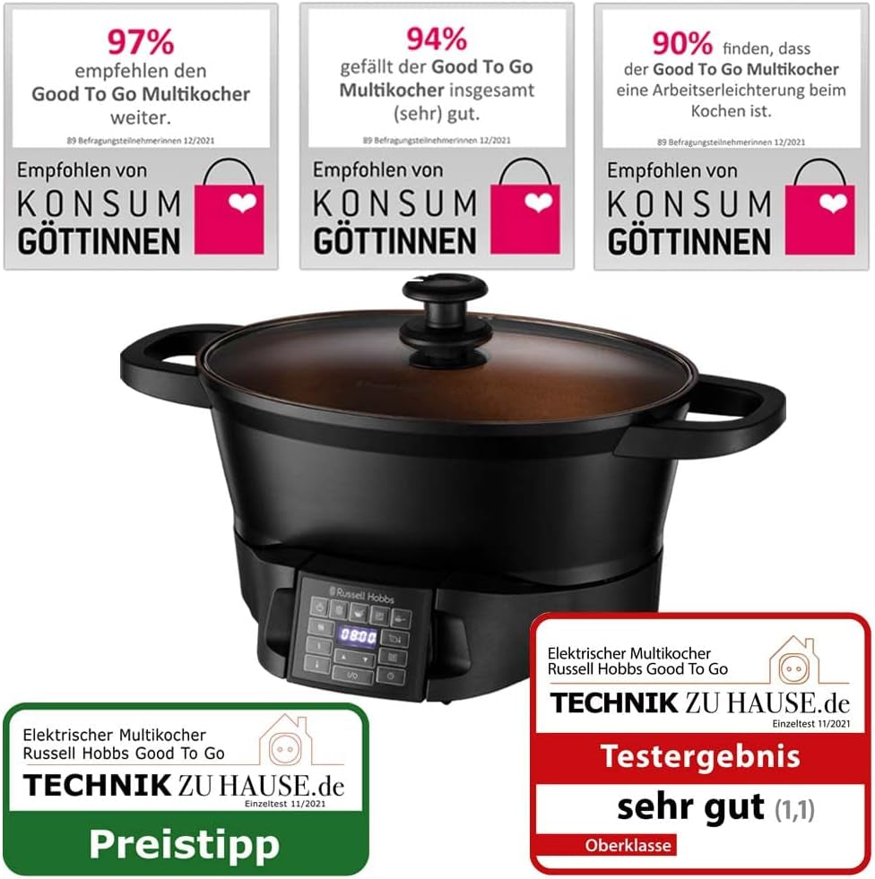 Multicooker Russell Hobbs 6.5L, afișaj digital, 8 funcții de gătit Slow Cooker Naty Shop