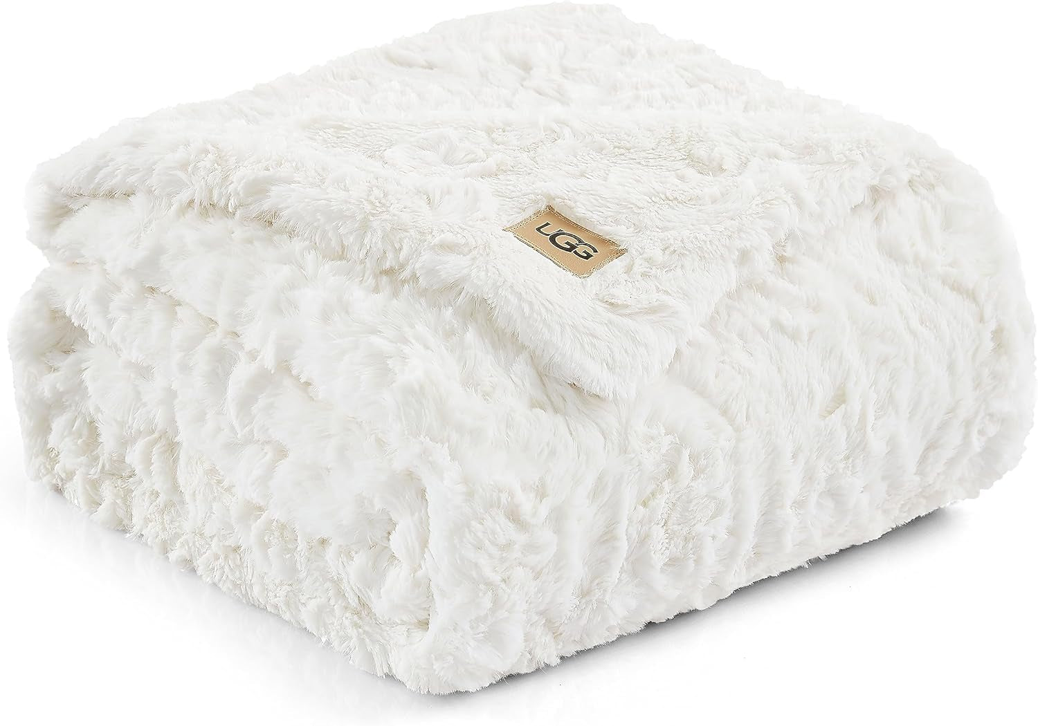 UGG Adalee 10483 Coperta in morbida pelliccia sintetica, reversibile, lussuosa, accogliente, soffice, soffice, stile hotel, Boho, decorazione per la casa, morbida, lussuosa, comoda coperta per divano, 178 x 127 cm, letti e coperte UGG Avorio