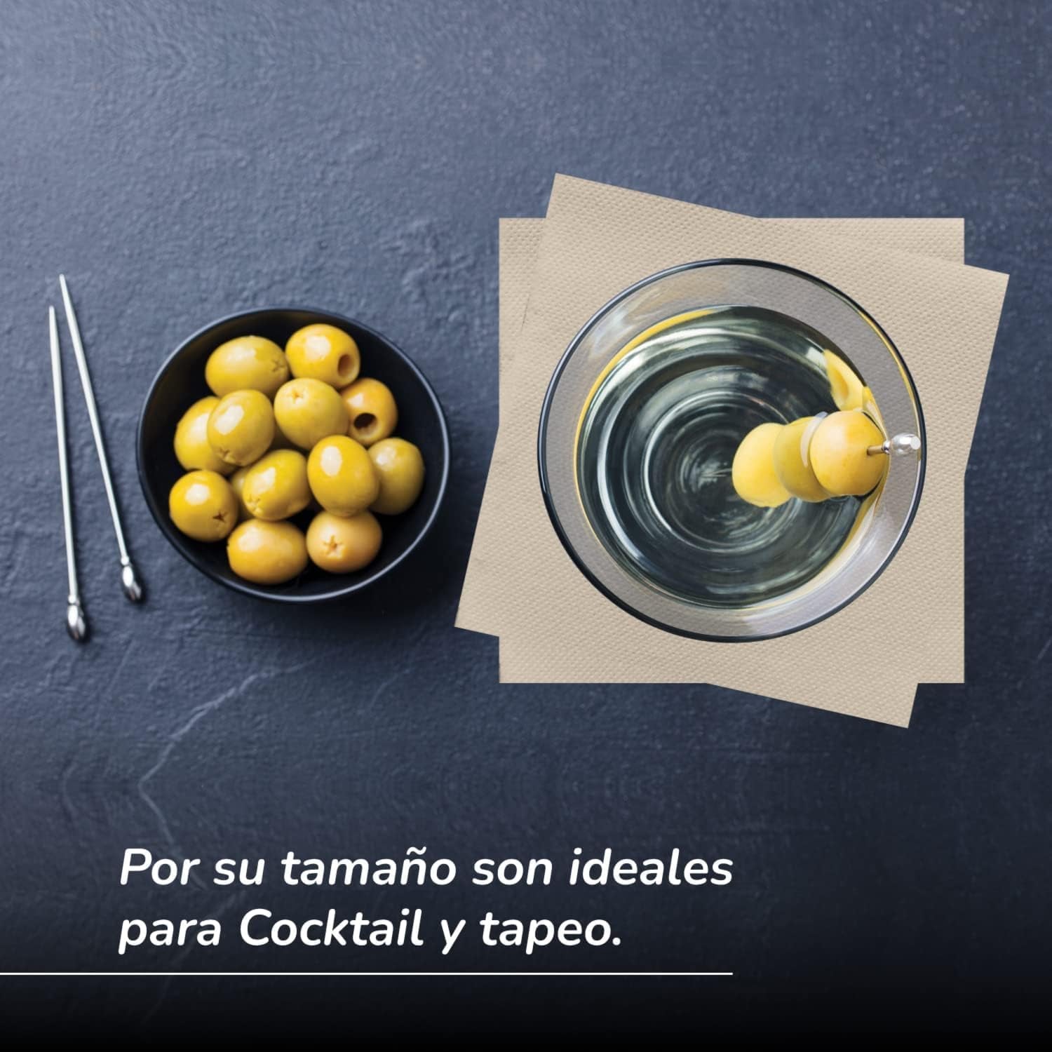 Pachet de 300 de șervețele de hârtie pentru cocktail, 100% reciclabile și biodegradabile, suport pentru șervețele de masă din oțel inoxidabil, șervețele ecologice, 10 X 10 cm, pliate.