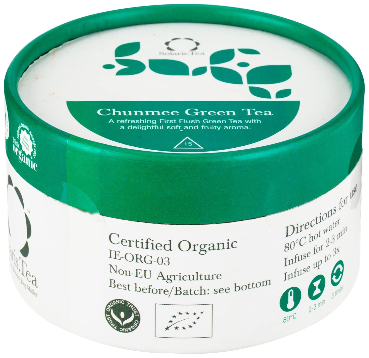 Ceai verde cu iasomie organic, 15 pliculețe de ceai din mătase, pachet de 1 (1 x 30 g)