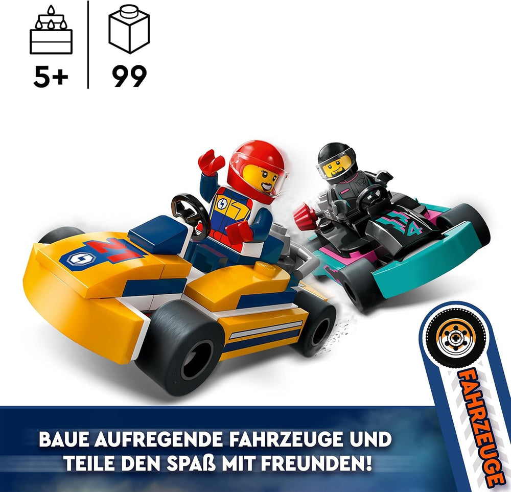 Go-Kart LEGO City con piloti, set di 2 minifigure di piloti e auto da corsa, macchinine giocattolo per ragazzi e ragazze di 5 anni, regalo divertente per bambini 60400 Set da costruzione Besuche den LEGO-Store