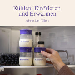 Lansinoh Muttermilchflaschen, 4 X 160 Ml - Zur Sicheren Muttermilch Austellungen - Neues Kompaktes Design Für Verbesserte Stabilität - Mit Stapelbarem Deckel Accessori Alimentazione e Allattamento Bebe Naty Shop
