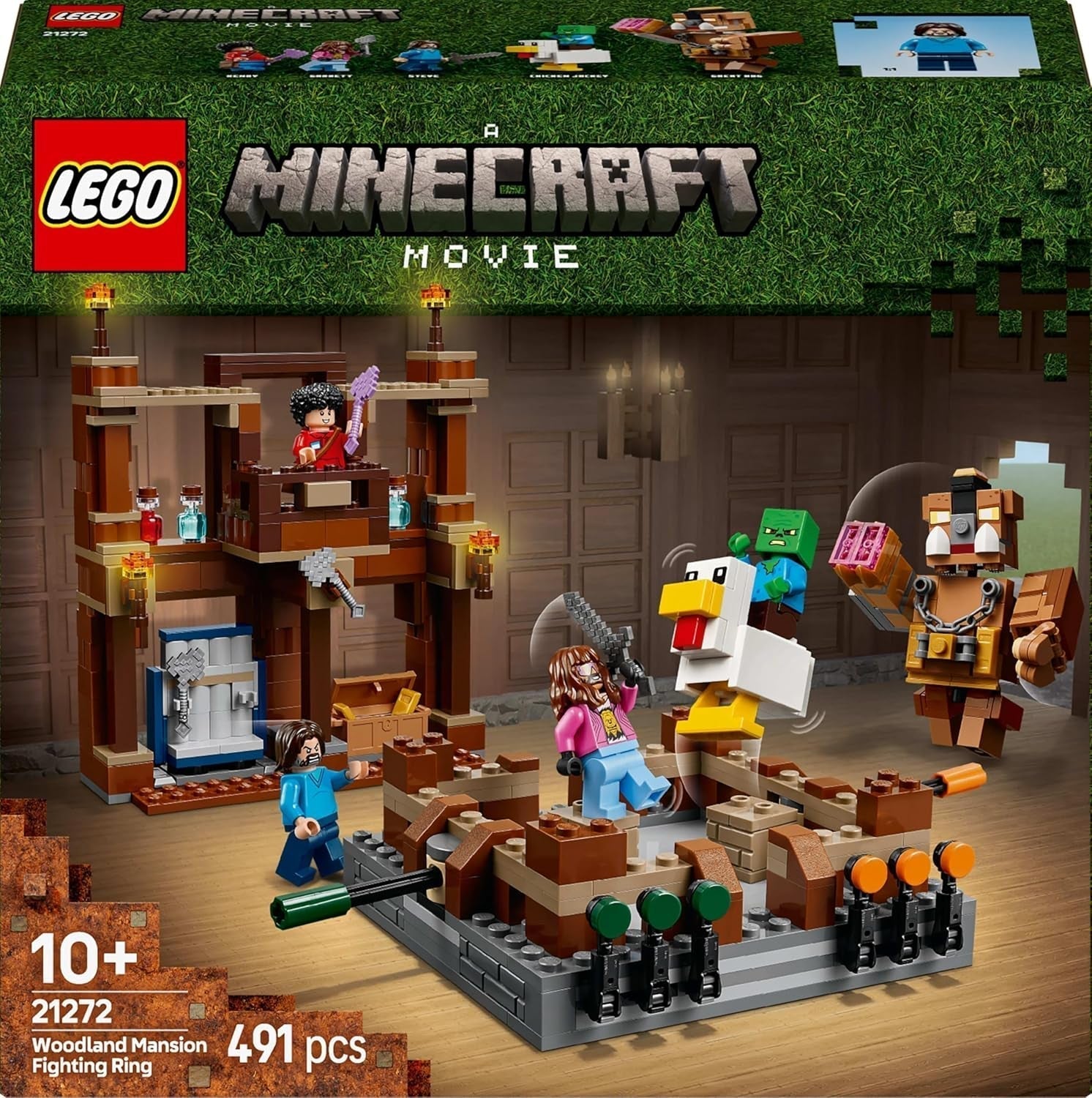 LEGO Minecraft Maniero nella foresta con ring da boxe - Set da gioco con zombi e Oberborst - Giocattolo da costruzione interattivo con attrezzatura e binari - Regalo per ragazzi e ragazze 10+ - 21272 Set da costruzione Besuche den LEGO-Store