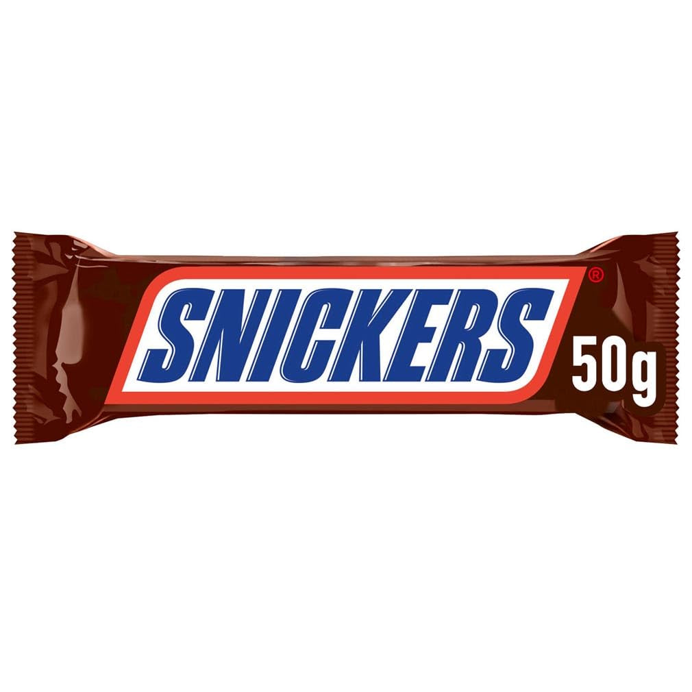 Confezione da 5 barrette di cioccolato Snickers al caramello di arachidi | Snack calcio | (1x5x50g)