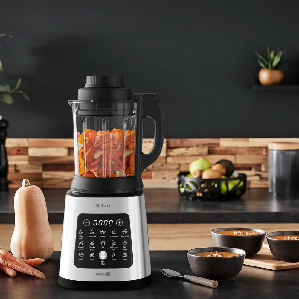 Tefal Perfectmix Cook Hochgeschwindigkeits-Standmixer, Mit Kochfunktion, 10 Auto-Programme, Heiße Und Kalte Rezepte, Abnehmbare Klingen, Inkl. Dampfkorb, Argento/Nero, BL83SD30 Cucina Naty Shop