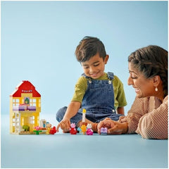 LEGO DUPLO La casa del compleanno di Peppa: giocattolo creativo a 3 personaggi, costruisci e ricostruisci la casa giocattolo per bambini di 2 anni, ragazzi e ragazze, promuove la destrezza 10433 Set da costruzione Besuche den LEGO-Store