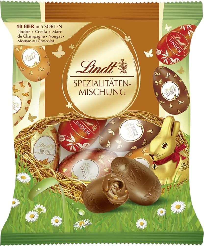 Miscela speciale di cioccolato | 2x180 g | Uova di latte intero in cinque varietà con e senza alcool (Uova Marc de Champagne e tartufi di cioccolato | 3 x 90 g)