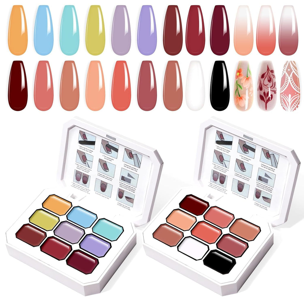 Gradient Painting Gel, 12 Colors Ombre Gel Nail Polish with 100Pcs Nail Sponges & 4 Claws Metal Grabber for French Manicure DIY Nail Art,Set I