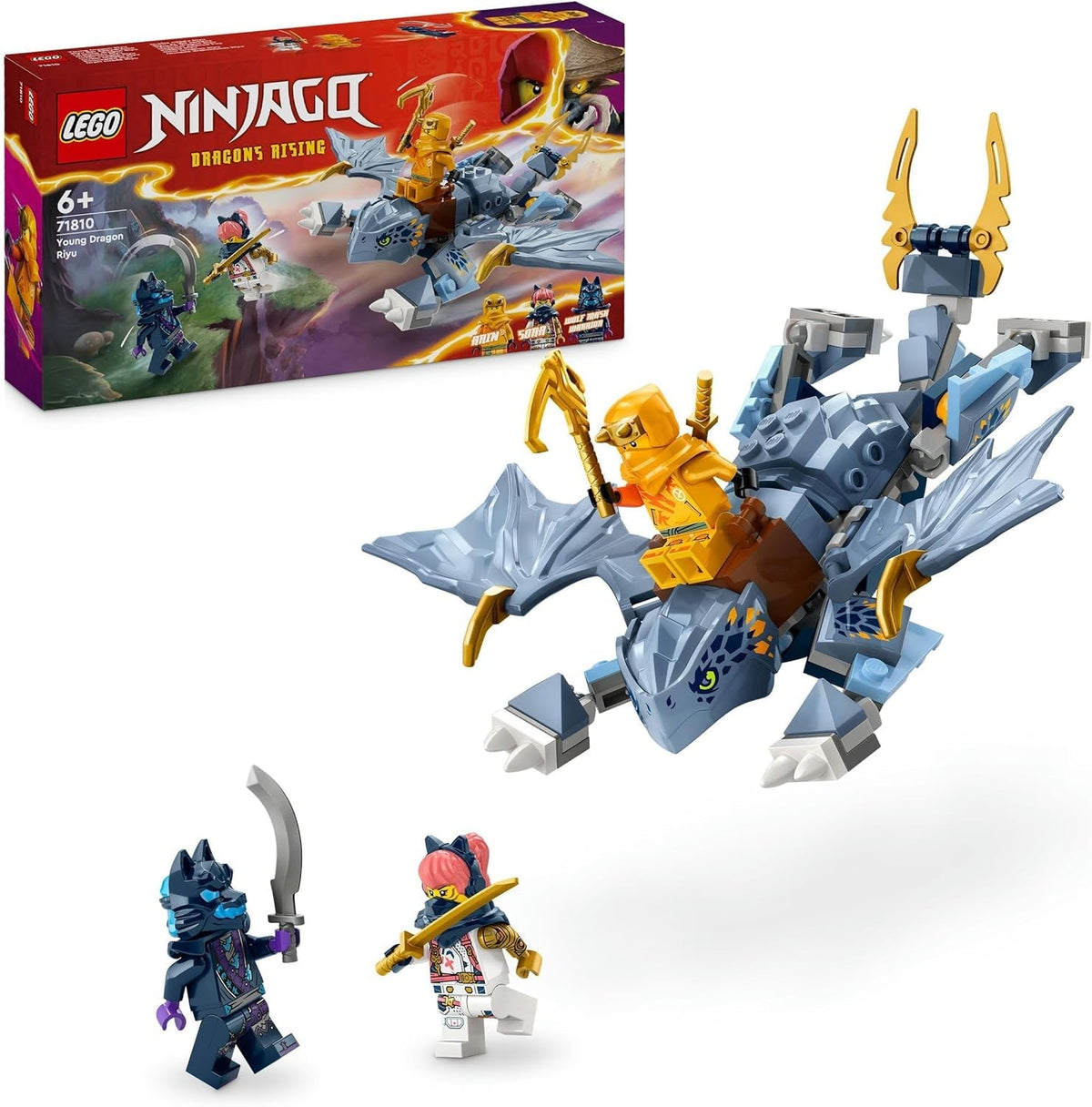 LEGO NINJAGO Riyu Il Cucciolo di Drago, Drago giocattolo con 3 mini personaggi, Giocattolo Ninja costruibile per ragazzi e ragazze di 6 anni, Regalo ricco di azione per bambini 71810 Set di costruzione Besuche den LEGO-Store Singur
