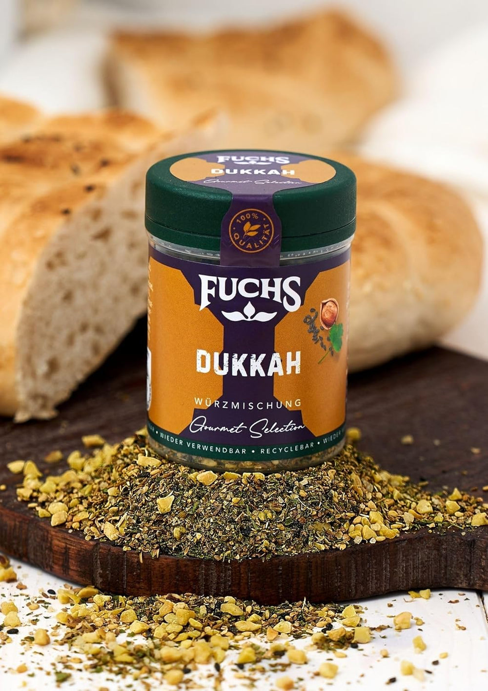 Fuchs Gewürze Gourmet Selection Naher Osten-Afrika – Dukkah Gewürzmischung, nachfüllbarer Gewürz Mix, zum Verfeinern von Fisch und Lamm, vegan, 50 g