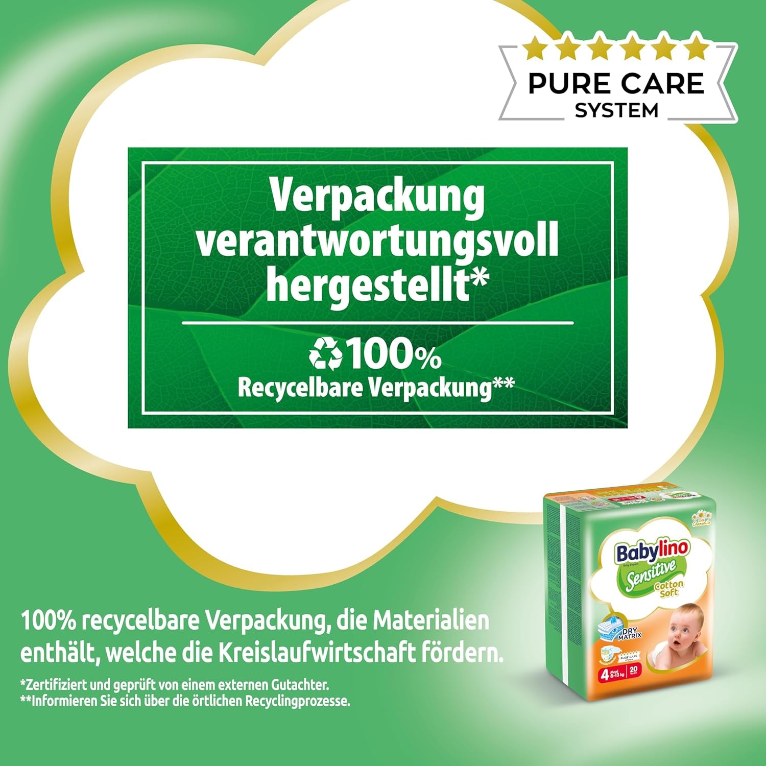 Pannolini per bambini Sensitive taglia 4, Maxi (8-13 kg), 20 pezzi