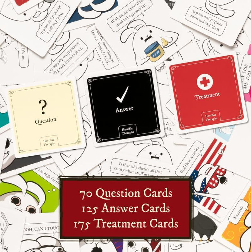 Terapeut îngrozitor: Ediția principală a jocului – Joc de cărți amuzant pentru adulți, pentru 3-8 jucători, cu vârsta de peste 17 ani – Jocuri de petrecere și distracție în familie într-o seară de jocuri