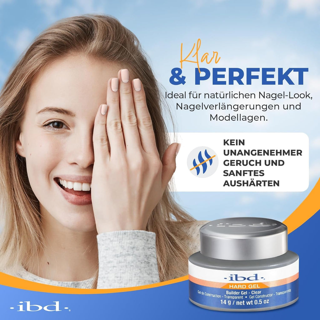 IBD Hard Gel – Gel de construcție transparent, 1 pachet (1 x 14 g) – Fabricat în SUA – Gel de construcție premium pentru unghii cu gel