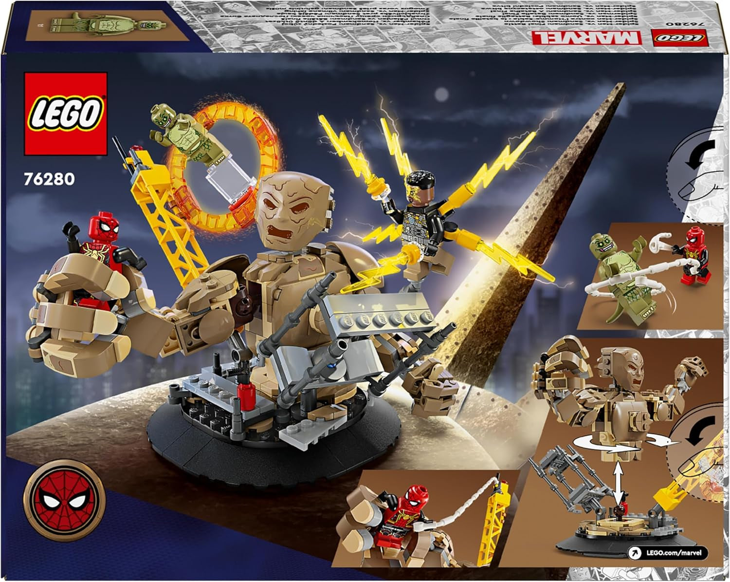 LEGO Marvel Spider-Man vs. Sandman: Showdown, giocattolo da supereroe con personaggi, tra cui lucertola ed elettro, giocattolo da costruzione, regalo per gli appassionati di azione, ragazzi e ragazze, 76280 Set da costruzione Acquista dal negozio LEGO