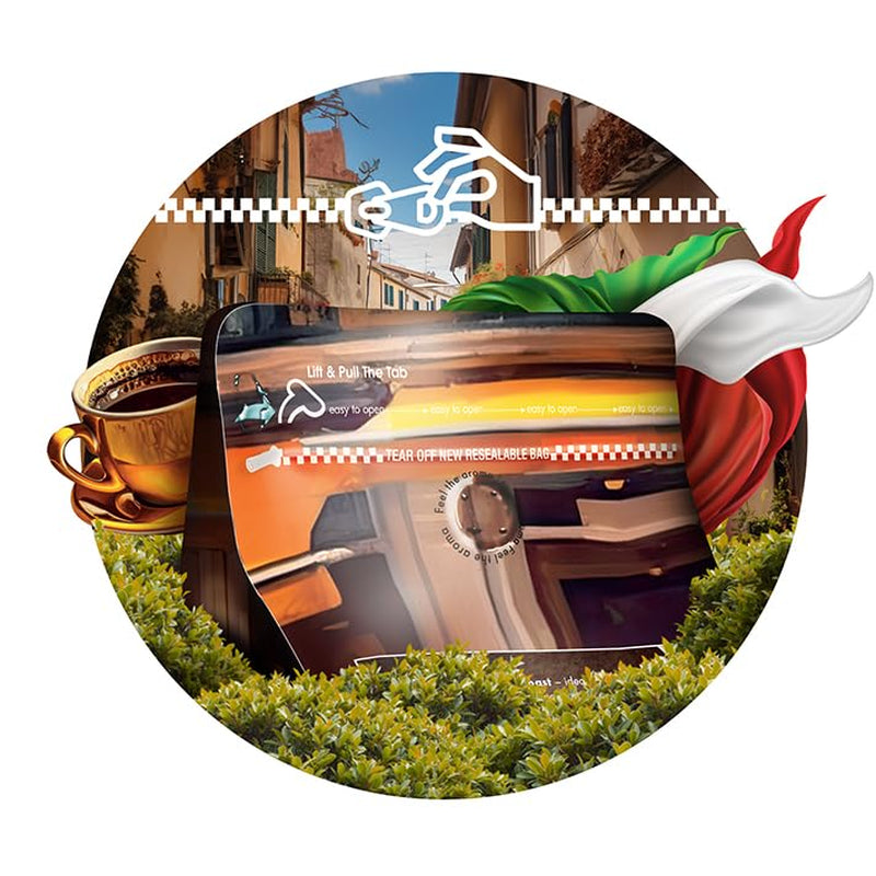 Boabe de cafea prăjite Italiana Bellagio 1kg | 80% Arabica și 20% Robusta | cu note de nuci și ciocolată neagră | proaspăt prăjită, aciditate scăzută | pentru aparate de cafea | Blue Orca Coffee