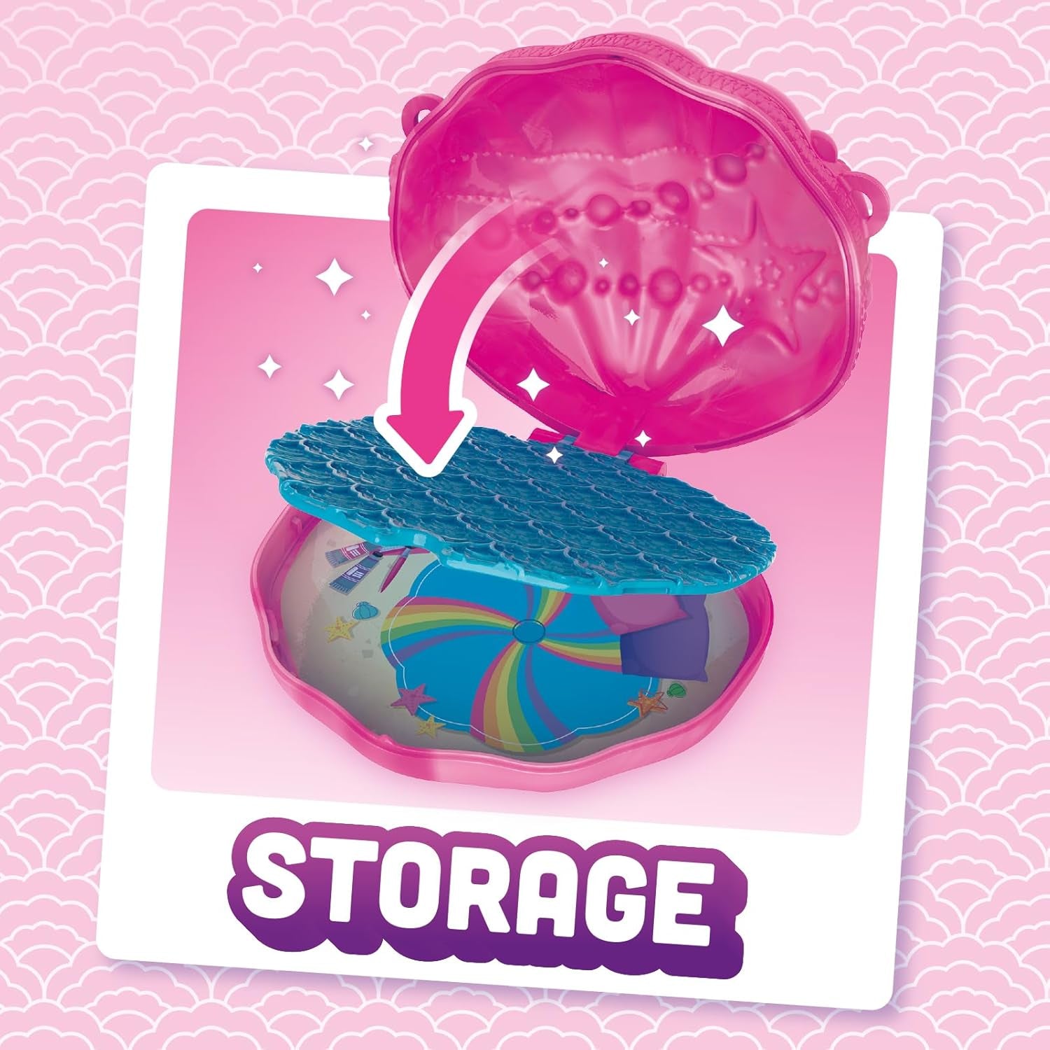 Sirene Coral Meerjungfrauen-Puppe mit 1 Muscheltasche, 1 Meerjungfrauenschwanz, 1 Haustier, Kleidung, Accessoires und Schuhe
