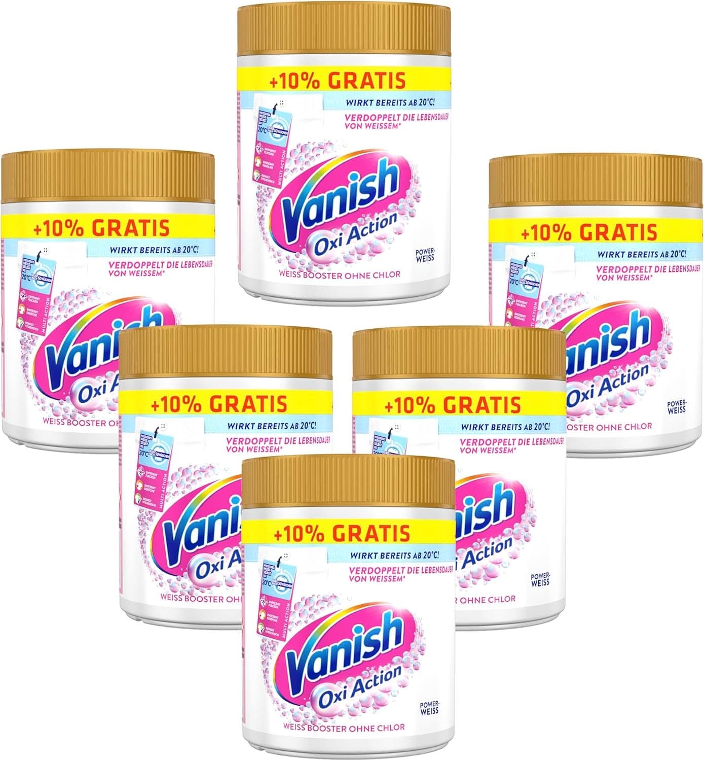 Vanish Oxi Action Powerwhite Powder - 1 X 1.125 Kg - polvere smacchiatore e migliorativo per bucato senza cloro - per bucato bianco