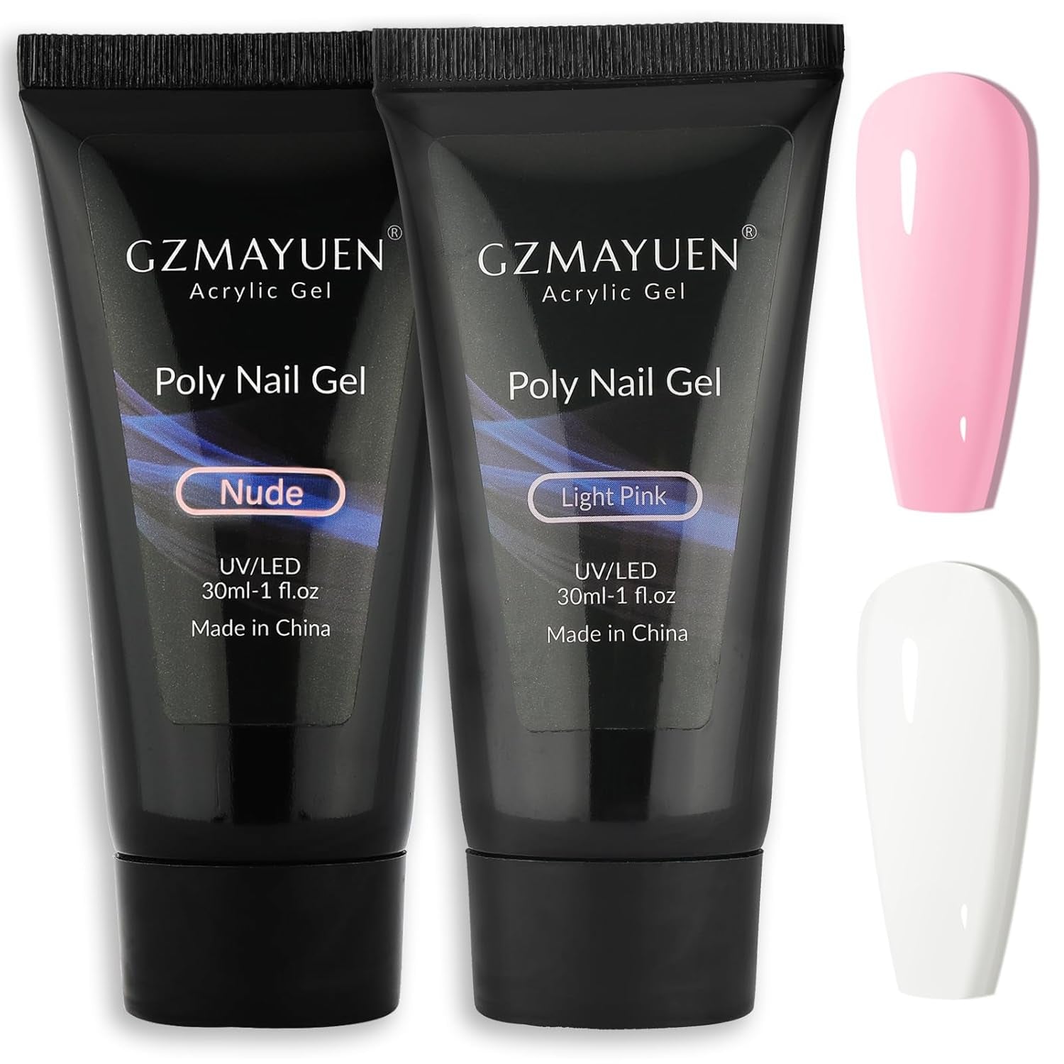 GZMAYUEN Soluție alunecătoare pentru unghii Poly Nail 30 ml * 2 Gel alunecător pentru extensii de unghii Poly Extension Gel Lichid - Soluție alunecătoare ușoară DIY cu pensulă