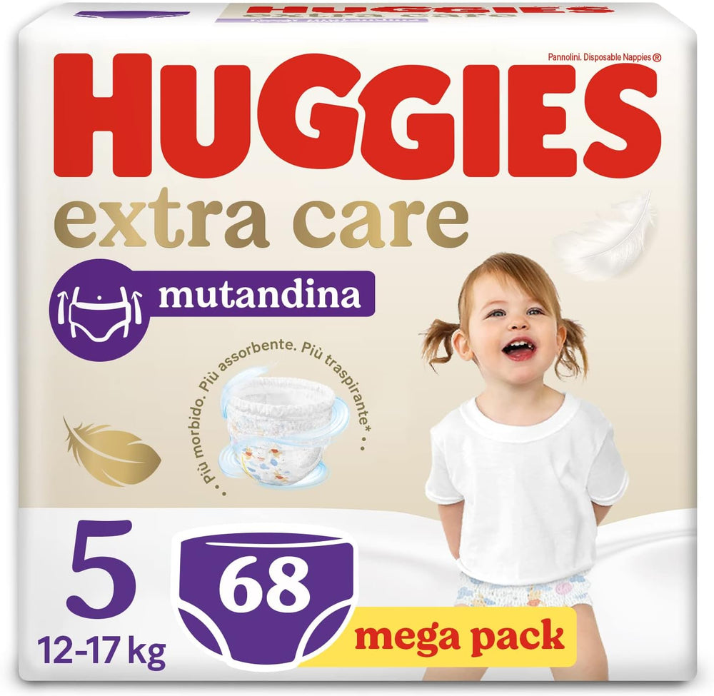 Pannolini Huggies Extra Care, ultra assorbenti, taglia 5 (12-17 kg), 68 pezzi