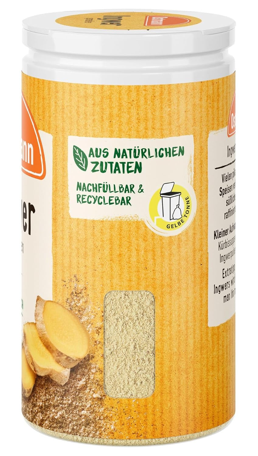 Ostmann Gewürze - Ingwer gemahlen | Nachfüllbare & Recyclable Verpackung | 30 g in der Streudose