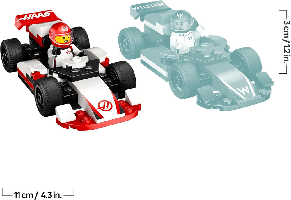 LEGO City F1 Williams Racing & Haas F1 Race Cars - Toy Formula 1 Building Models with 2 Driver Minifigures & Start Lights - Small Gift Idea for 4+ Year Old Toddlers, Boys & Girls - 60464