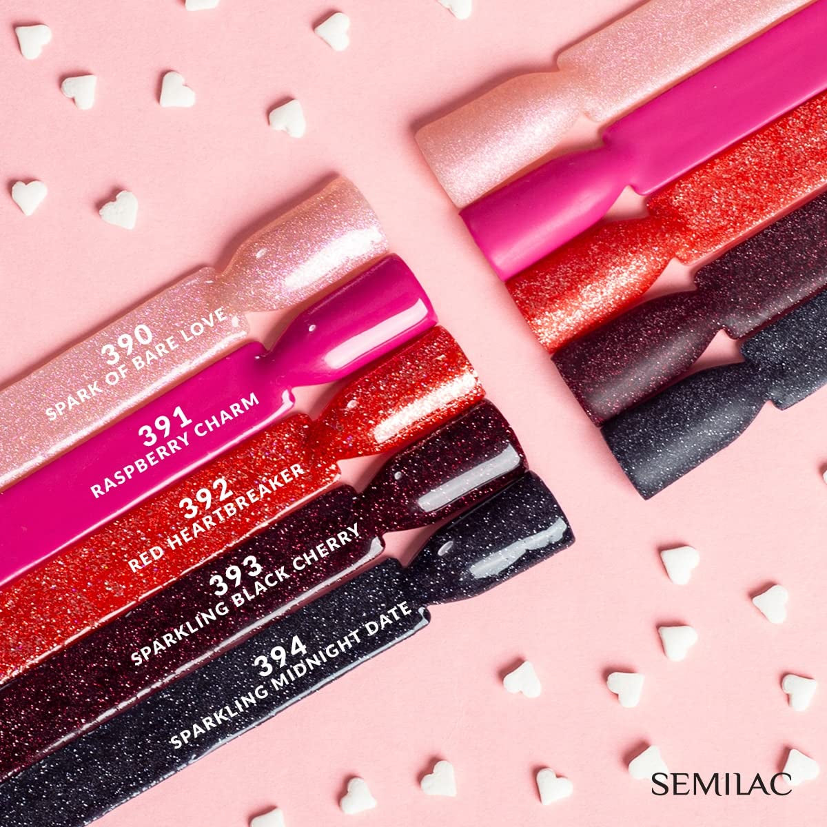 Smalto UV Semilac 394 Sparkling Midnight Date 7 ml - Cielo notturno scuro con effetto glitter - Collezione Love Is In The Nails