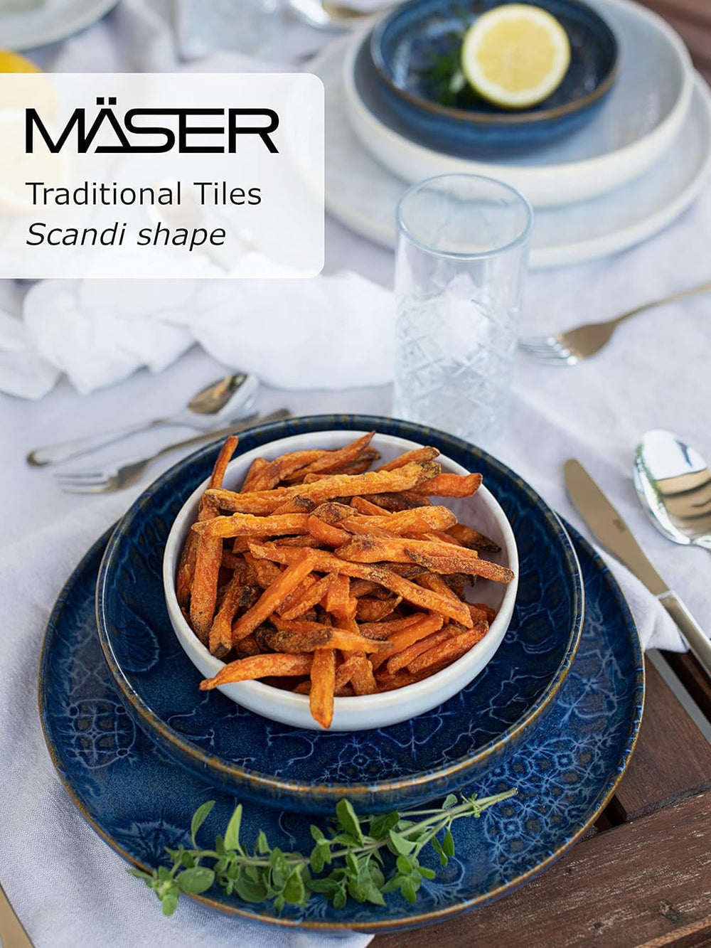 MÄSER 934063 Set di stoviglie moderno vintage per 2 serie Tiles con design moresco Set di stoviglie Naty Shop