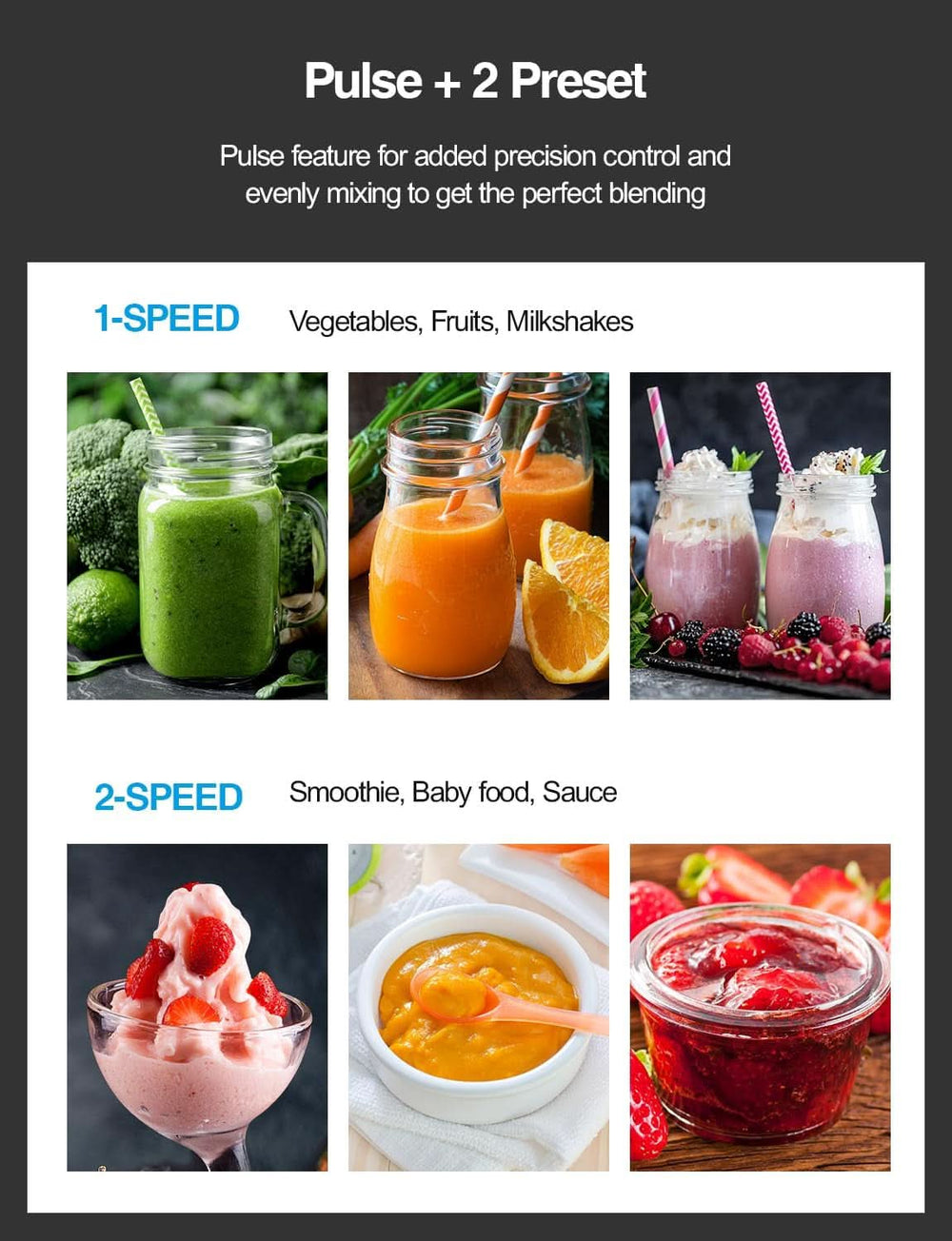 Mixer, Robot da cucina con 4 Klingen Mixer per frullati, frappè e prodotti sicuri, Frullatore con Edelstahlklingeneinheit, Sicherheitsschalter Kitchen Naty Shop