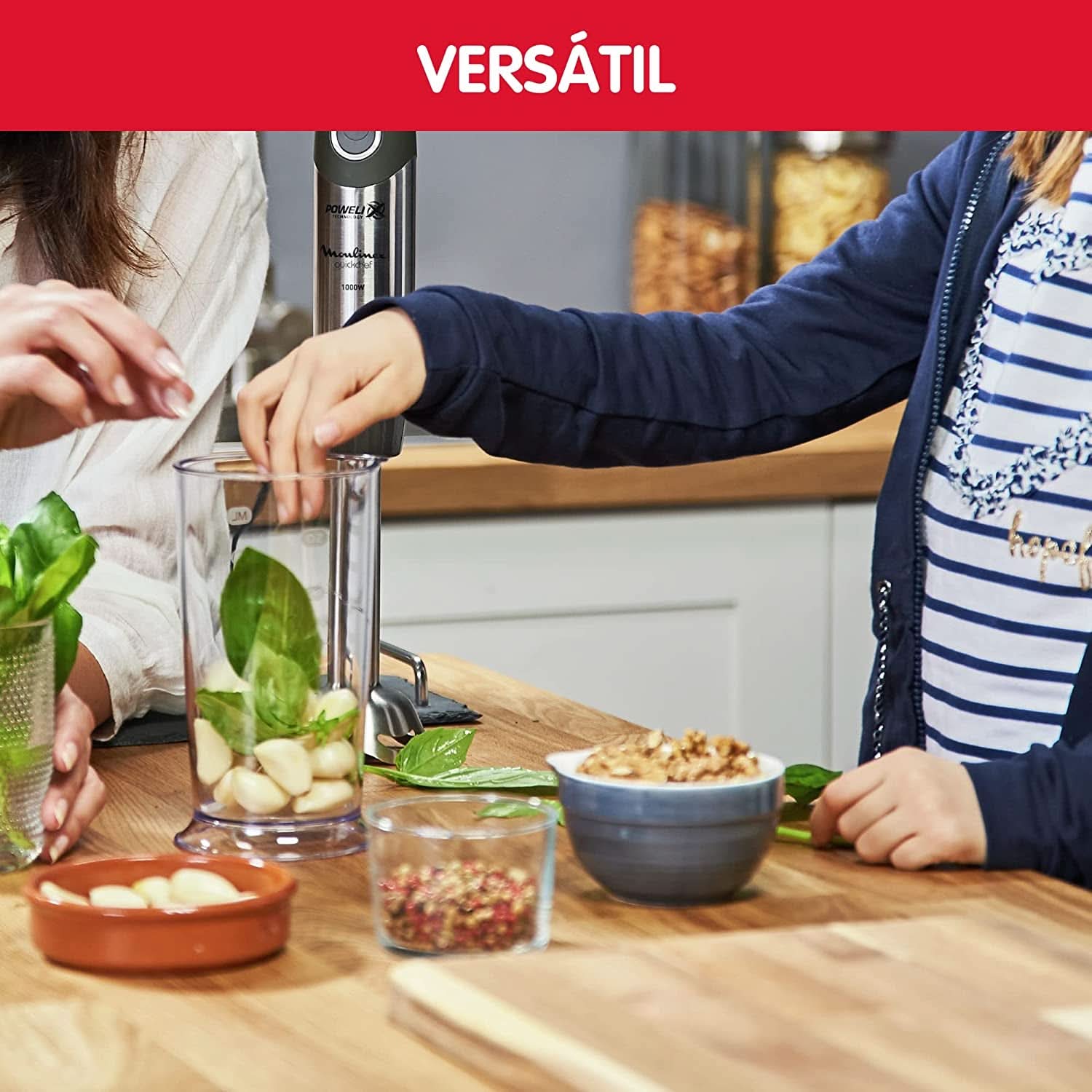 DD6558 DD655810 Quickchef Tauchmixer 3 in 1, tecnologia Powelix, 3 ripiani, acciaio inox, acciaio/nero Kitchen Naty Shop