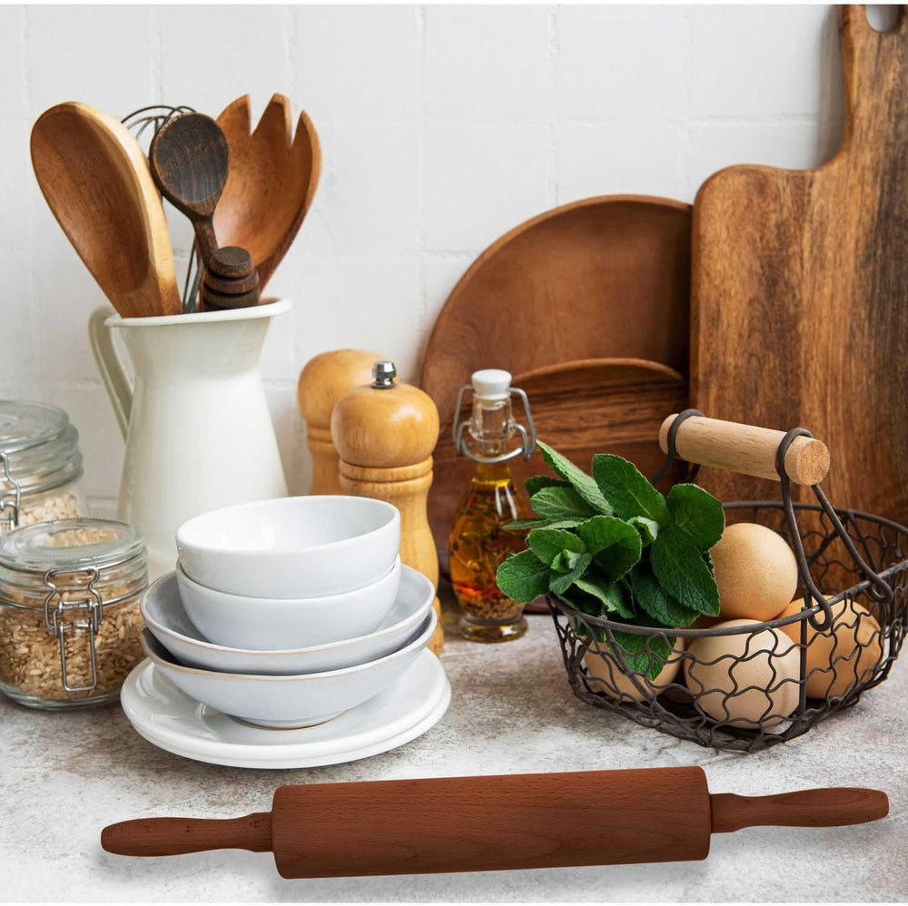 HOME DECO FACTORY, KA0418, Mattarello in acacia, utensile da cucina elegante e durevole, ideale per stendere croste di torte, biscotti e pizza, finitura marrone, dimensioni standard