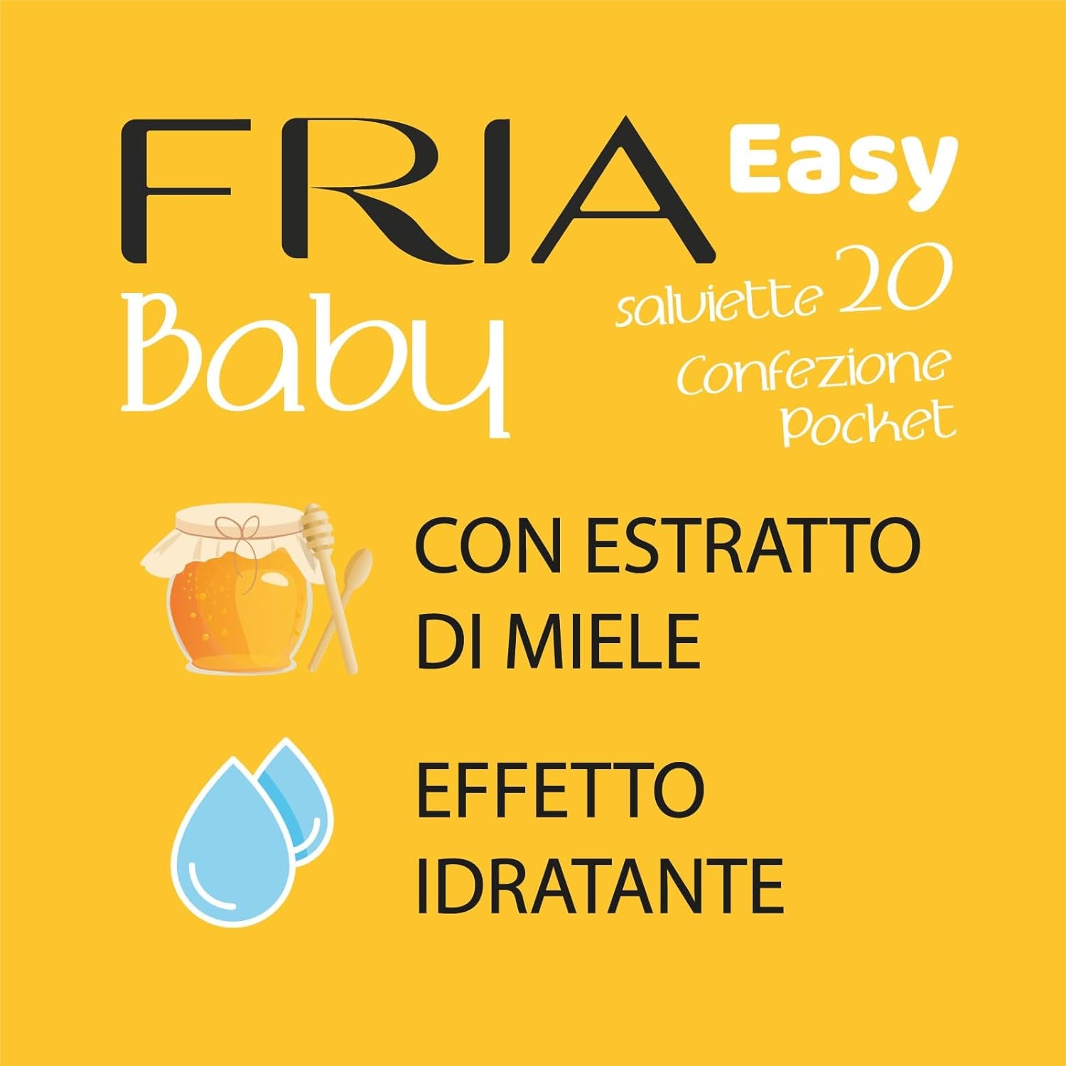 Salviettine umidificate Easy Baby con Aloe Vera ed Estratto di Miele Idratanti per la Pelle, Dermatologicamente Testate, Confezione da 20 Salviette