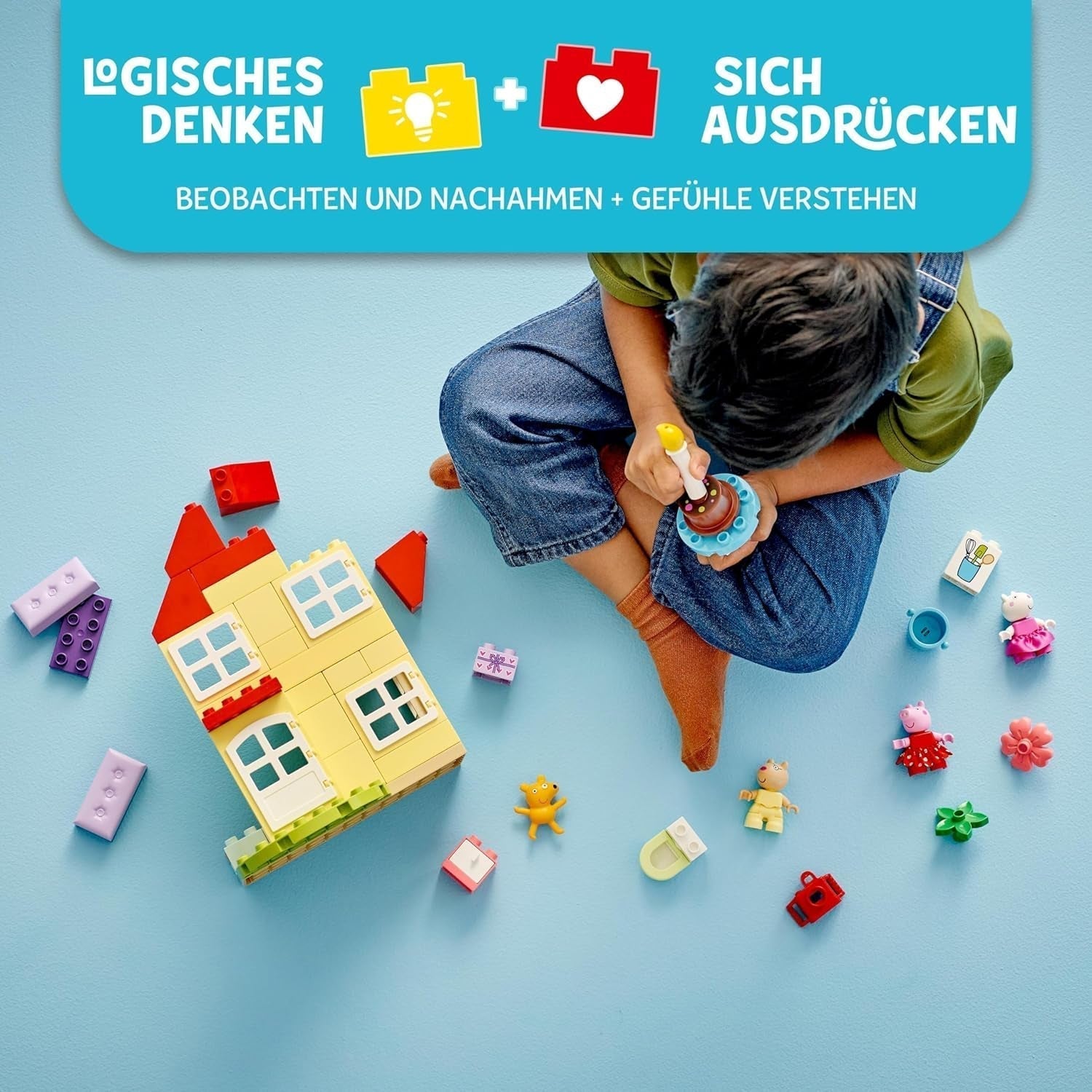 LEGO DUPLO La casa del compleanno di Peppa: giocattolo creativo a 3 personaggi, costruisci e ricostruisci la casa giocattolo per bambini di 2 anni, ragazzi e ragazze, promuove la destrezza 10433 Set da costruzione Besuche den LEGO-Store
