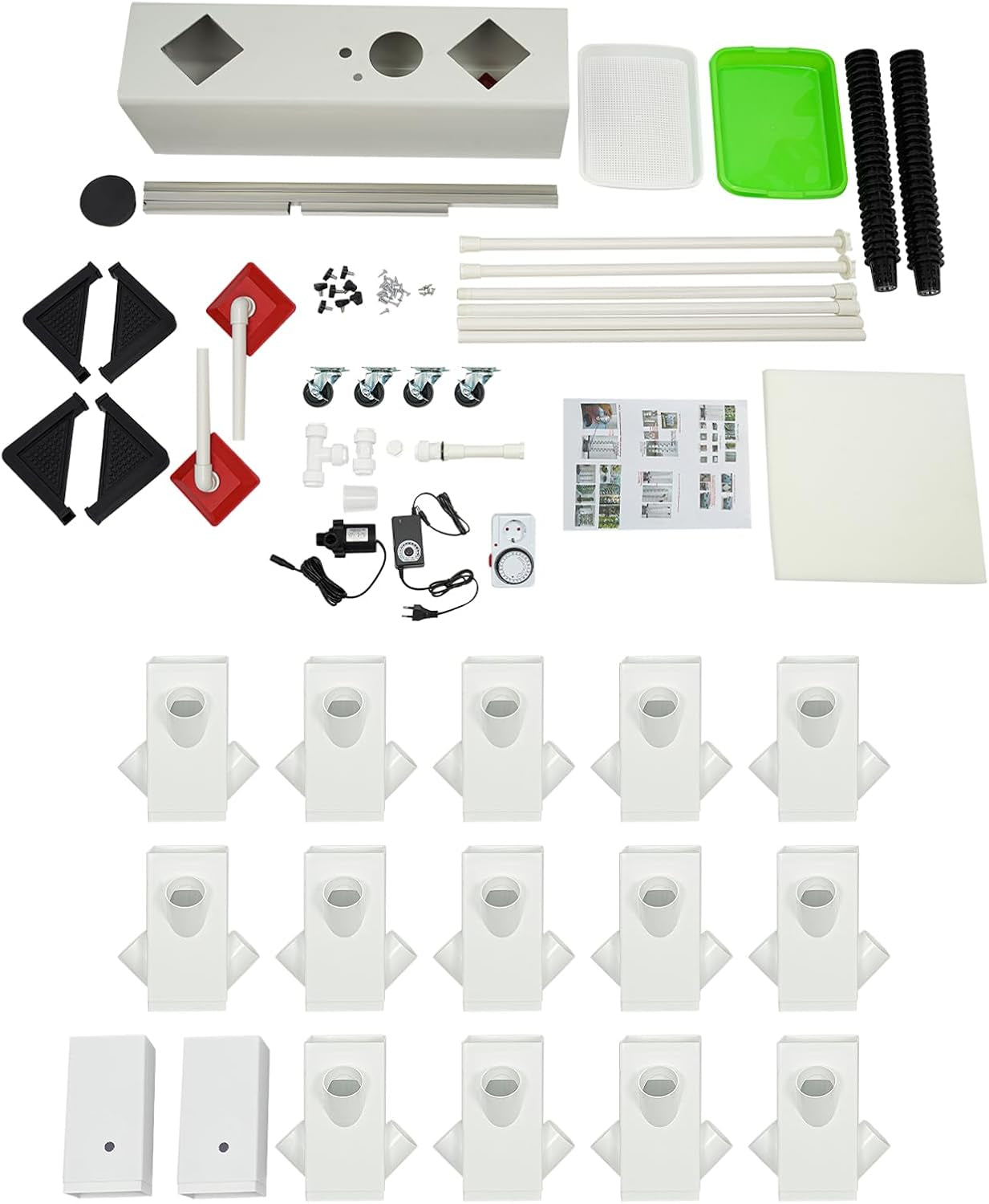 Sistema idroponico a 56 fori a 7 livelli Sistema di coltivazione fuori suolo Kit di coltivazione Torre aeroponica Sistema di coltivazione idroponica con pompa di idratazione Adattatore timer Letto di coltivazione e vaso in rete