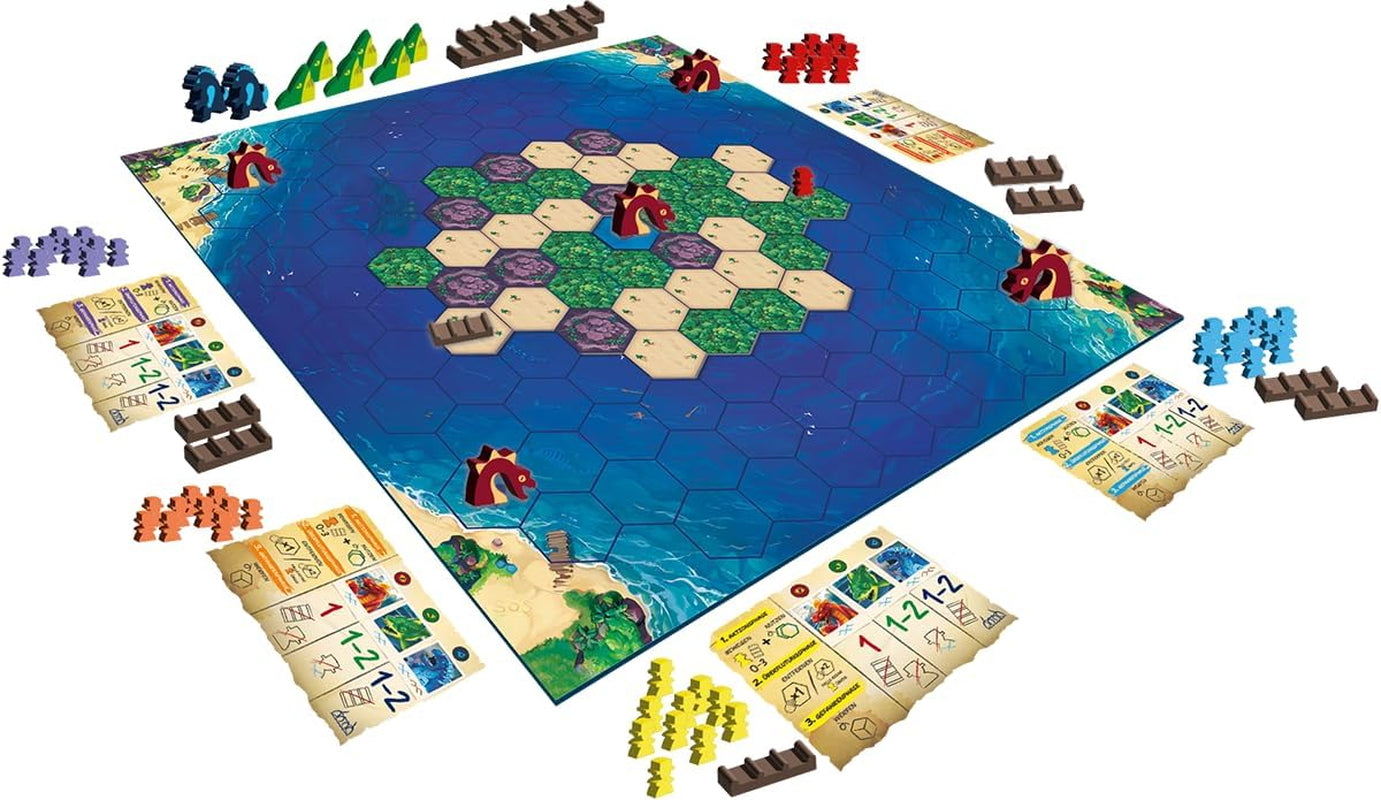 Zigomatico, Sopravvivi all'isola, Gioco per famiglie, Gioco da tavolo, 2-5 giocatori, Età 8+, 45 minuti, Tedesco