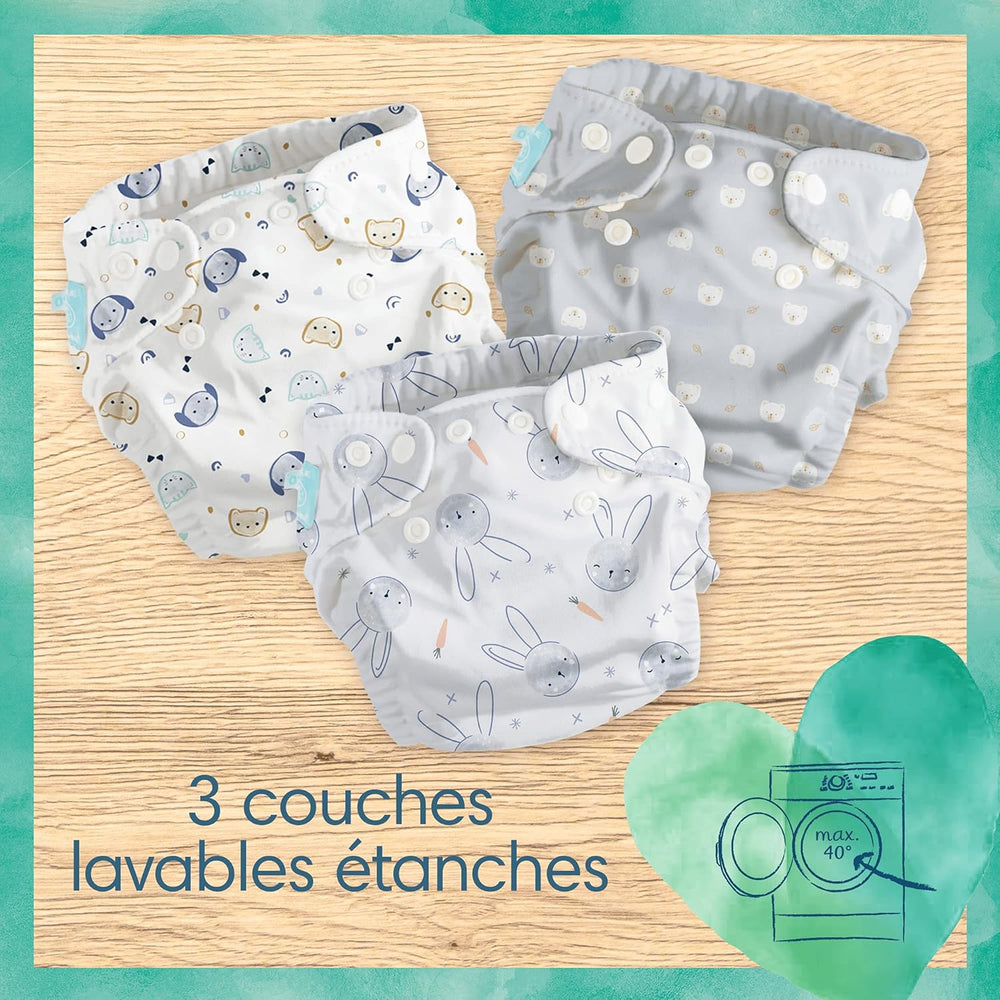 Pampers - Harmony Hybrid Starter Pack, 3 pannolini lavabili + 25 strati superiori usa e getta - 1 confezione