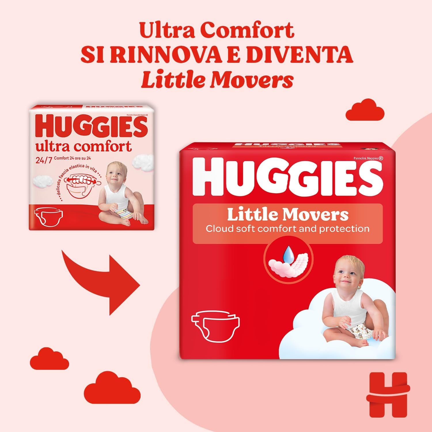 Pannolini Huggies Ultra Comfort/Little Movers, taglia 3 (4-9 kg), design Disney, assorbenti, protezione completa, 126 pezzi
