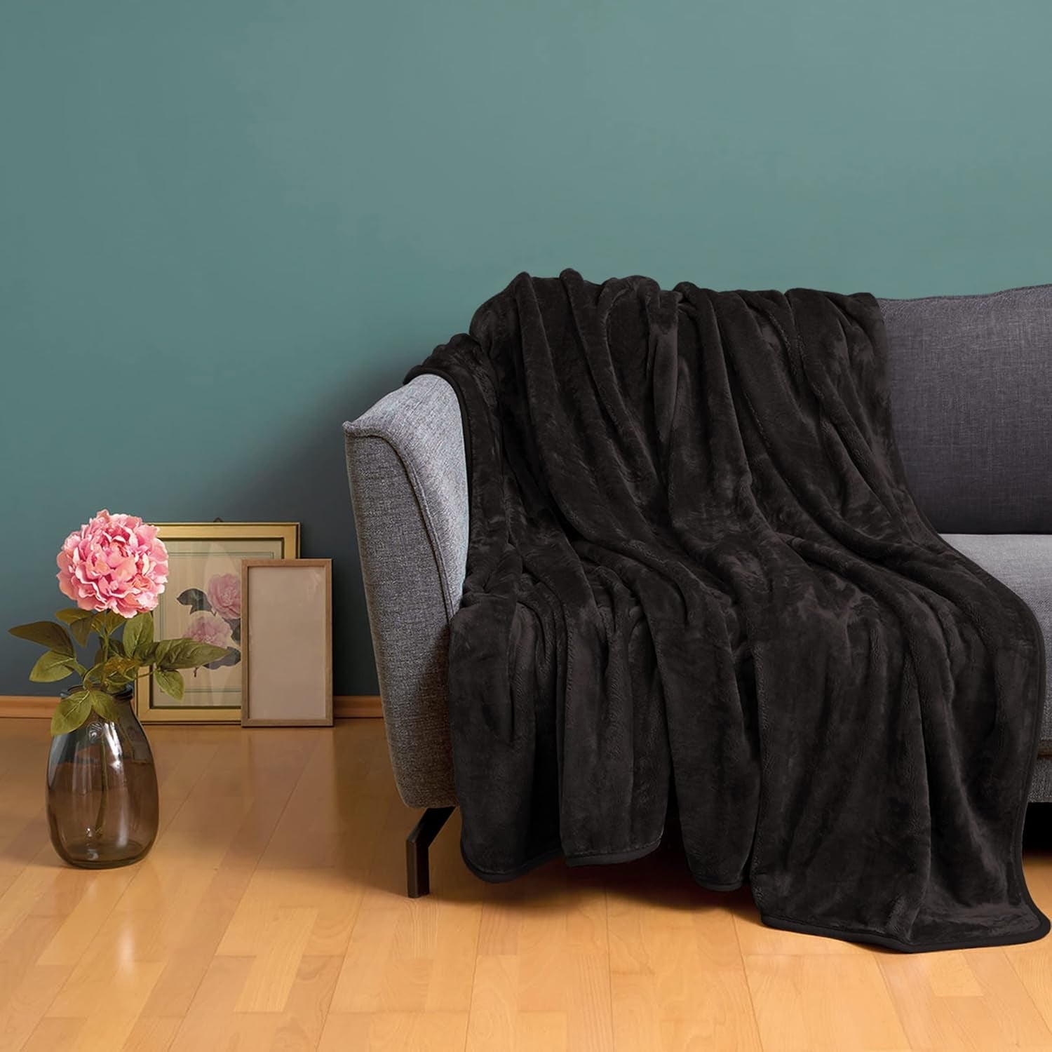 Amago - Comoda coperta, effetto cashmere, 180 X 220 cm - Nero Letti e coperte Besuche den Gözze-Store