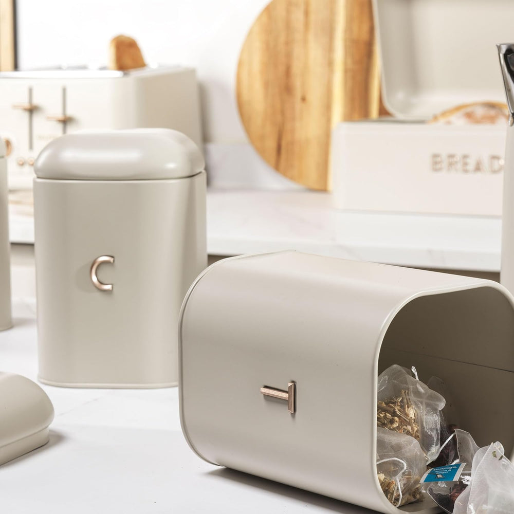 Set de recipiente SALTER BW13729EU7 Pebble pentru ceai, cafea și zahăr – Recipiente de depozitare pentru blaturi, recipiente pentru blaturi de bucătărie, recipiente cu marcaj din oțel carbon