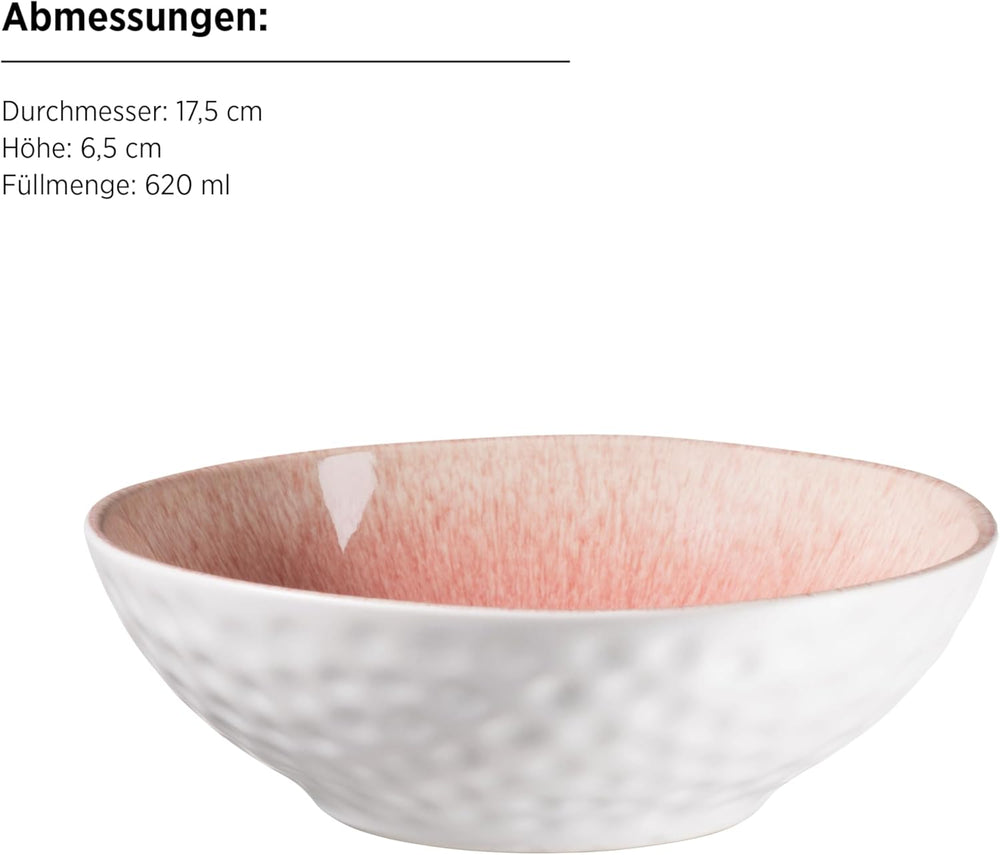 MÄSER 934111 Serie Frozen, Geschirr Set aus Keramik für 4 Personen, 16-teiliges Kombiservice mit organischen Formen, in beere gesprenkeltes Service, Berry