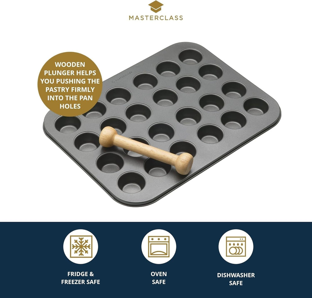 Masterclass Mini Stampo per Crostata 24 Fori Spessore 1 mm Acciaio al Carbonio Resistente 35x27 cm Grigio Naty Shop