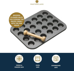 Masterclass Mini Stampo per Crostata 24 Fori Spessore 1 mm Acciaio al Carbonio Resistente 35x27 cm Grigio Naty Shop