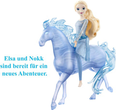 Mattel DISNEY Frozen Elsa și Nokk - Păpușă Elsa articulată, Figurină de apă Majestic Nokk, Inspirată de al doilea film, pentru copii cu vârsta de 3 ani și peste, HLW58