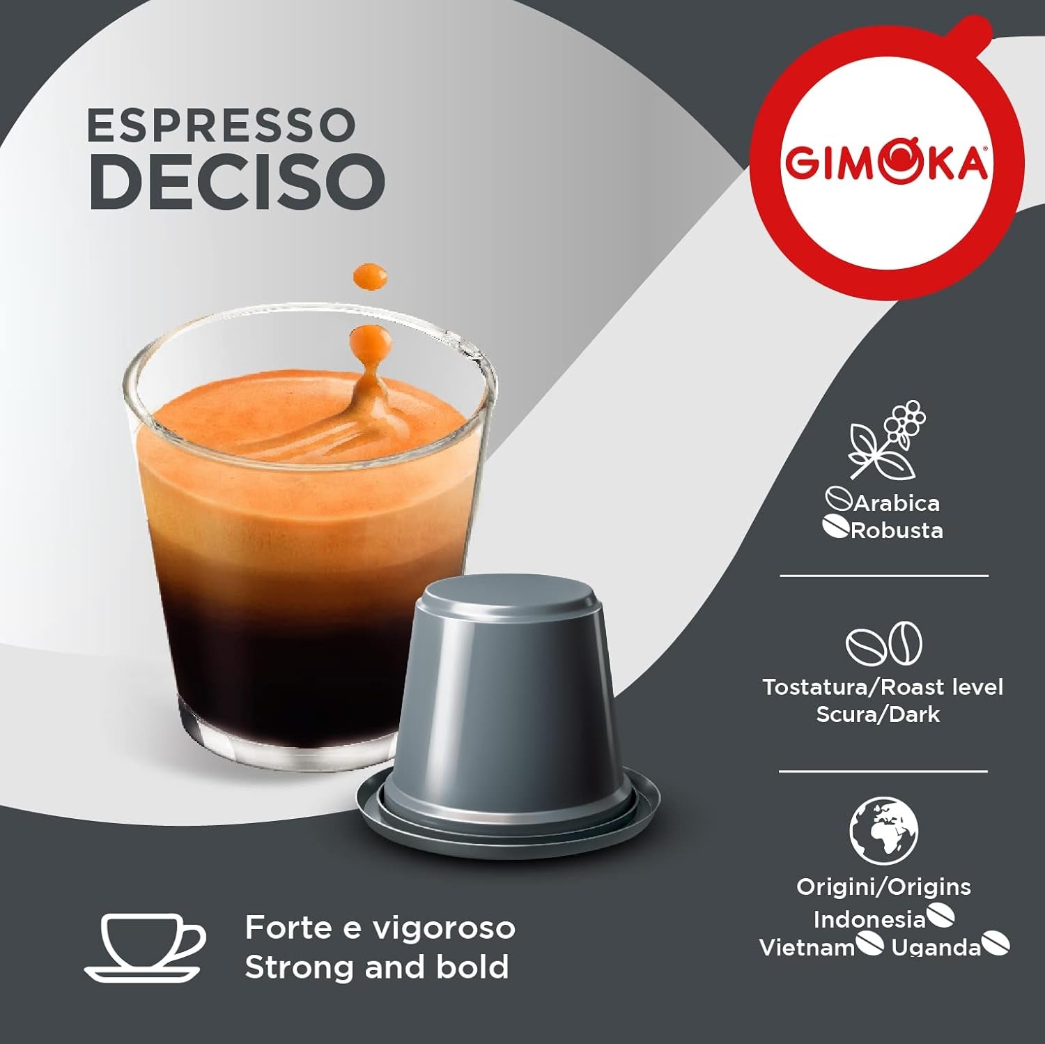 Gimoka Kaffeekapseln Espresso Deciso, Intensität 13/13-100 Kapsel - Kompatibel mit Nespresso* Haushalts-Espressomaschinen - 100 Stück (10 x 10 Getränke) - Hergestellt in Italien